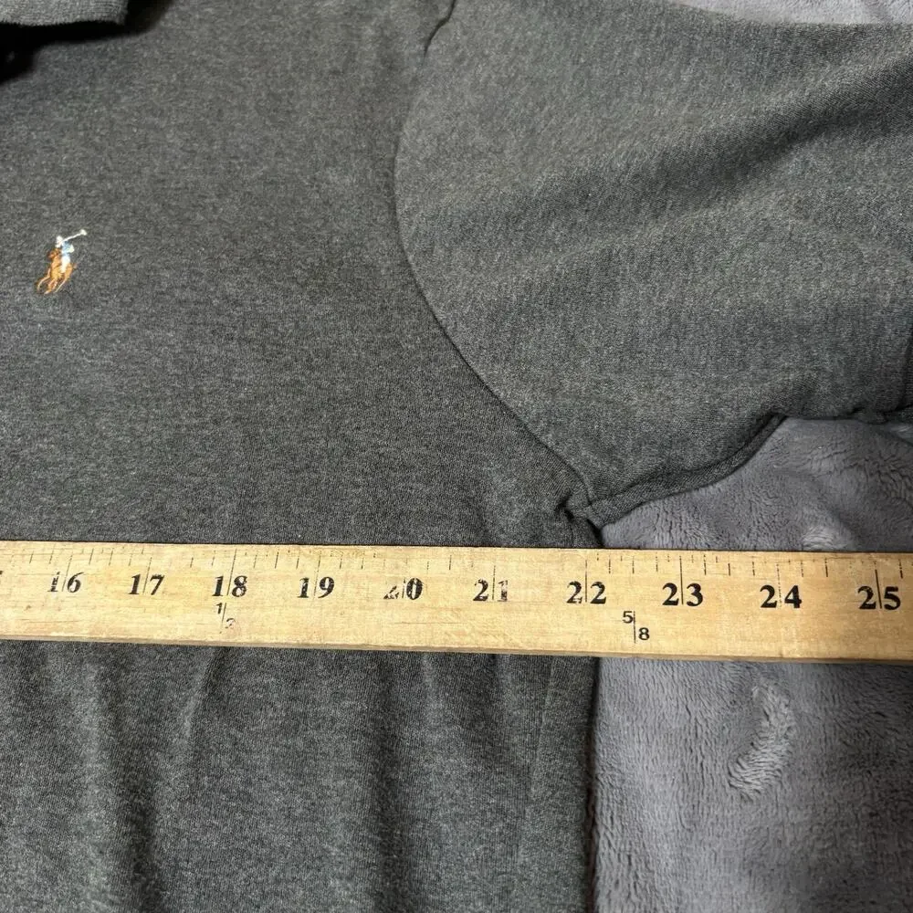 Polo Ralph Lauren Mens Dark Gray Short Sleeve Polo Sz L Soft Flesh Colored Pony